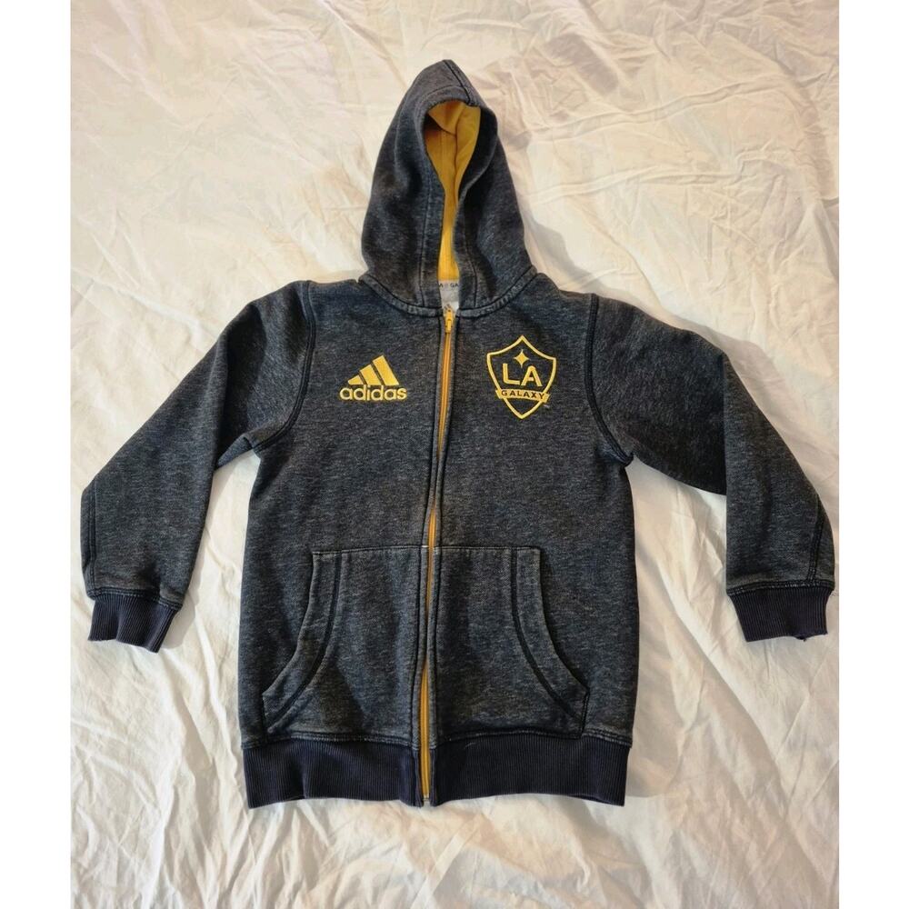 💥 Adidas LA Galaxy Youth Big Kids Small Hoodie Track Jacket D2